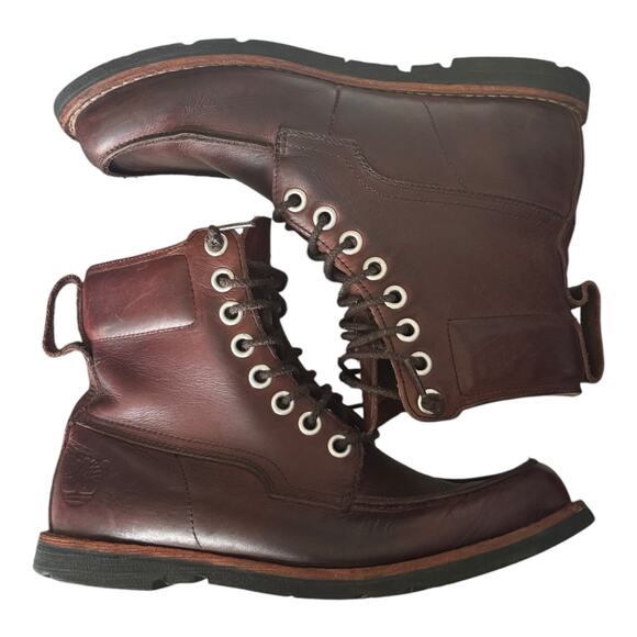 Timberland - Earthkeepers Moc toe Leather Brown Plum Boots size 8 - Picture 3 of 14